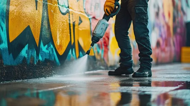 Successful graffiti removal from business property driveway