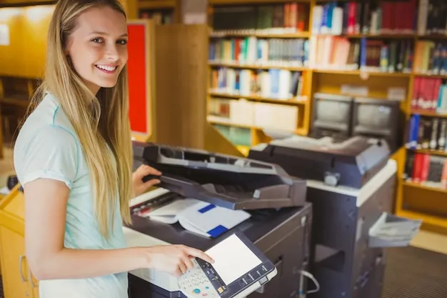Printing machine outputting flyers and documents.