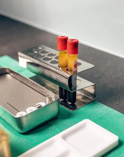 Lab equipment displaying energy hormone test results for client review.