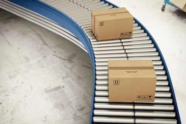 International packages being processed for worldwide courier delivery.