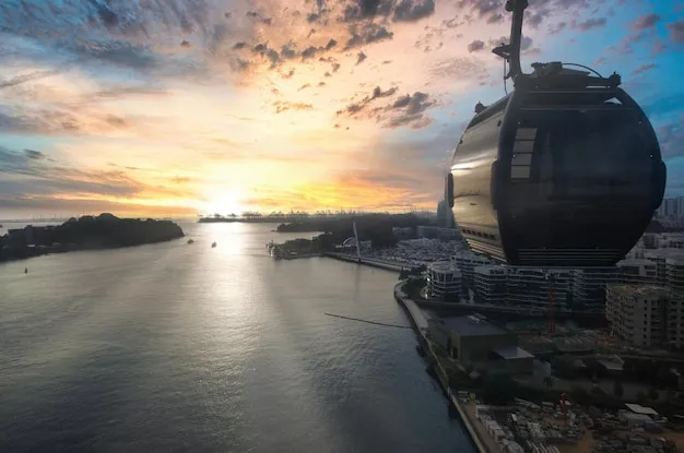 Aerial image of Port Miami showing multiple cruise ships at terminals, parking garages, and surrounding Downtown Miami area.
