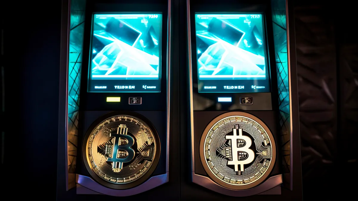 Sistema de doble puerta magnética protegiendo el acceso al ATM de Bitcoin.