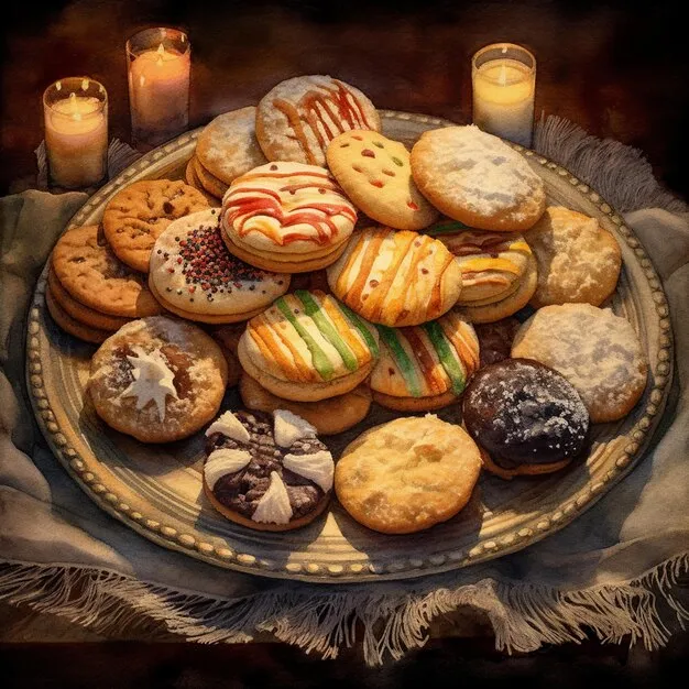 Assortment of golden pan dulce pastries ready for breakfast.