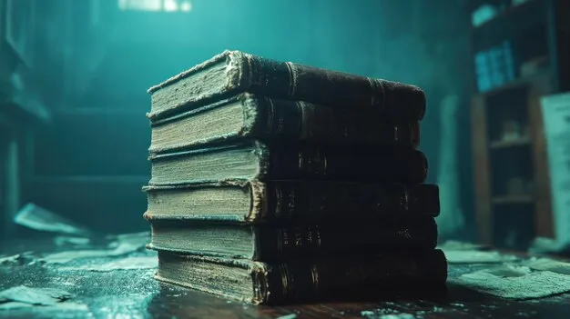 Stack of mystery and thriller novels with shadowy covers and bold titles.