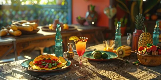 Inviting dining room at Restaurante San Lorenzo featuring plates of traditional cuisine and vibrant decor in Miami's Little Havana.