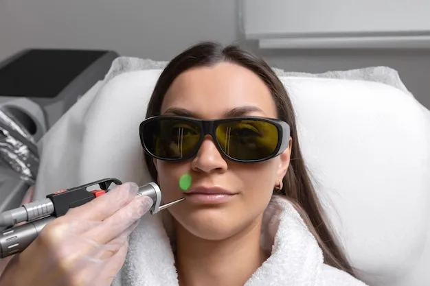 Laser therapy revitalizing facial skin in clinical setting.