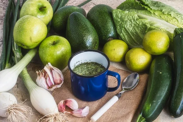 Assortment of probiotic-rich foods and herbs for gut health support.