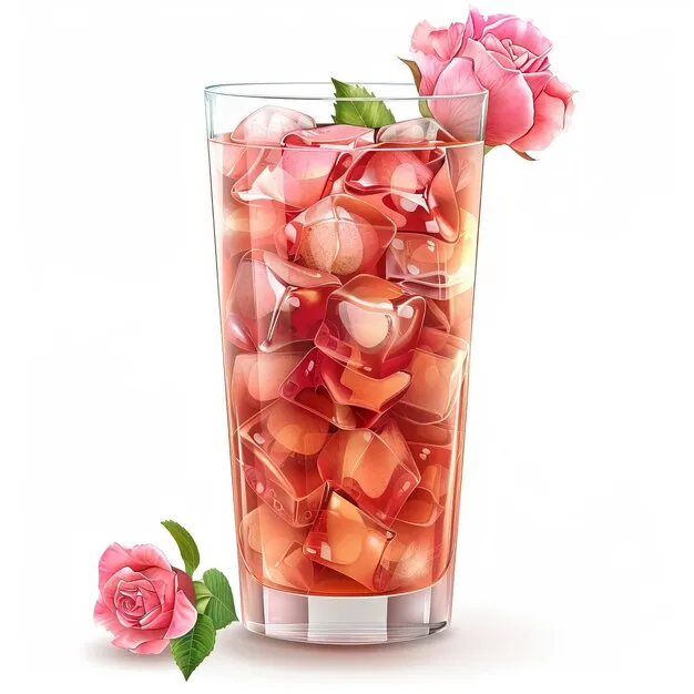 Iced rose lemonade in a clear glass.