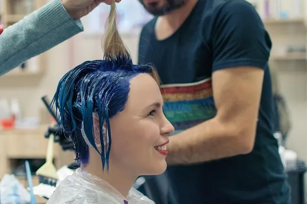 Vibrant hair coloring session on locs.