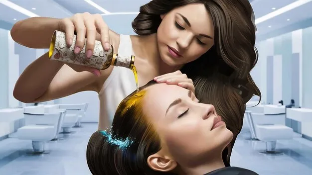 Hair repair treatment being applied by expert stylist.