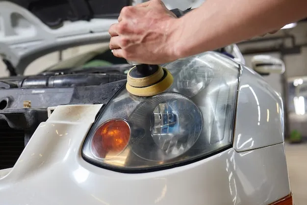 Restored headlights shining brightly.
