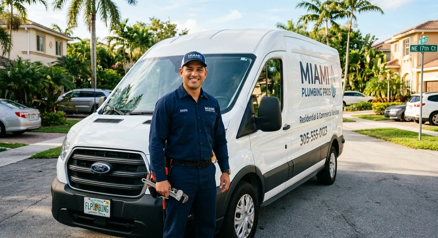 Friendly TEG Maintenance plumber with a professional service van in Miami.