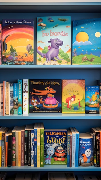 Vibrant children's picture books with fun characters and scenes.