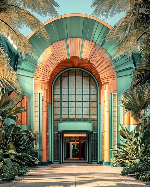 Elegant Art Deco exterior of Essex House by Clevelander on Collins Avenue in South Beach, Miami Beach, with blue skies and nearby palm trees.