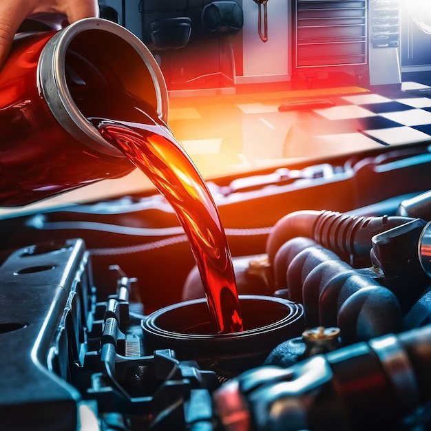 Technician servicing transmission under a car.