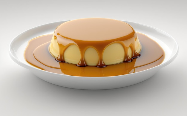Decadent flan with shiny caramel topping.