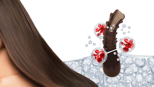 Shiny, straight hair after keratin smoothing treatment on a client.