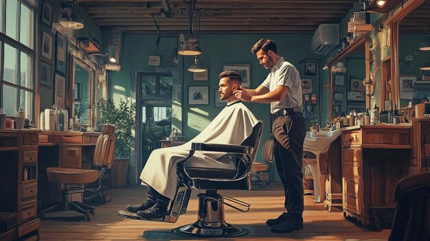 Male client getting a professional fade haircut in a stylish salon setting.