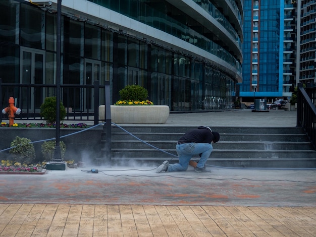 Commercial parking lot receiving professional deep clean