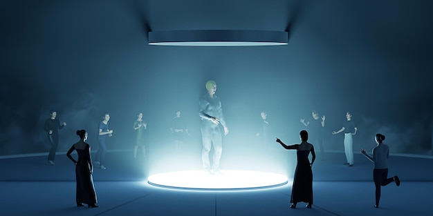 Interactive holograms projecting lifelike 3D images.