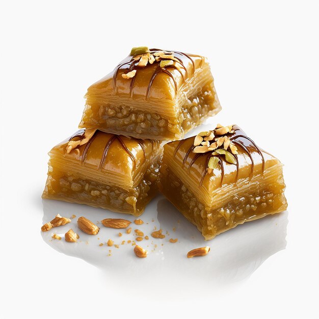 Fresh baklava pastries glistening with honey.