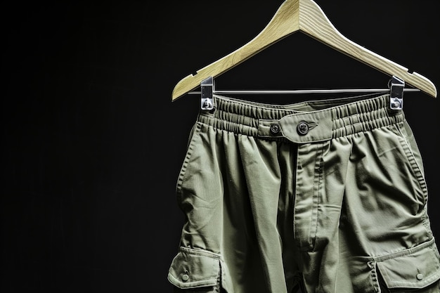 Pantalones cargo colgados en la sección de ropa inferior.