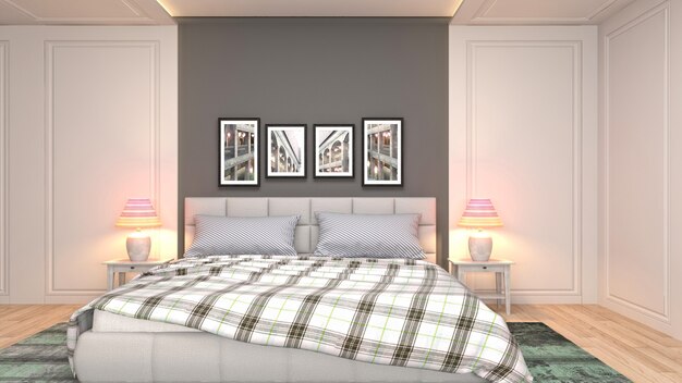 Cama con somier en dormitorio acogedor.