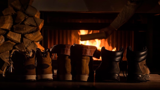Chimenea en funcionamiento dentro de una sauna tradicional.