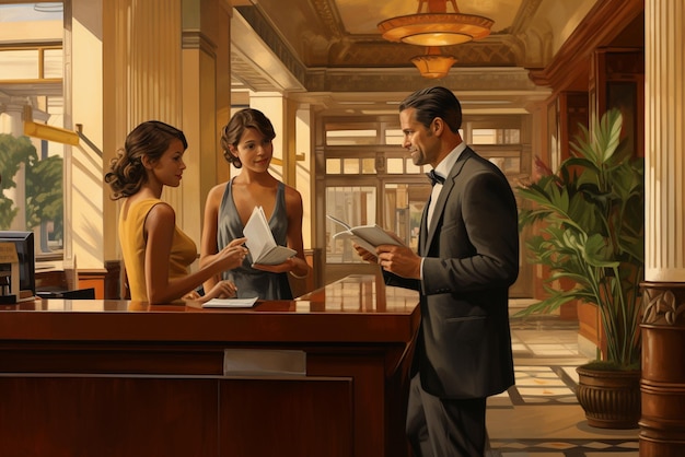 Attentive concierge assisting guest with personalized Miami Beach recommendations.