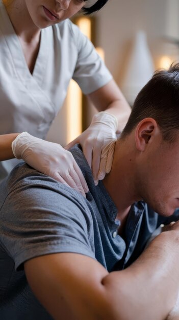 Terapia manual enfocada en articulación del hombro.