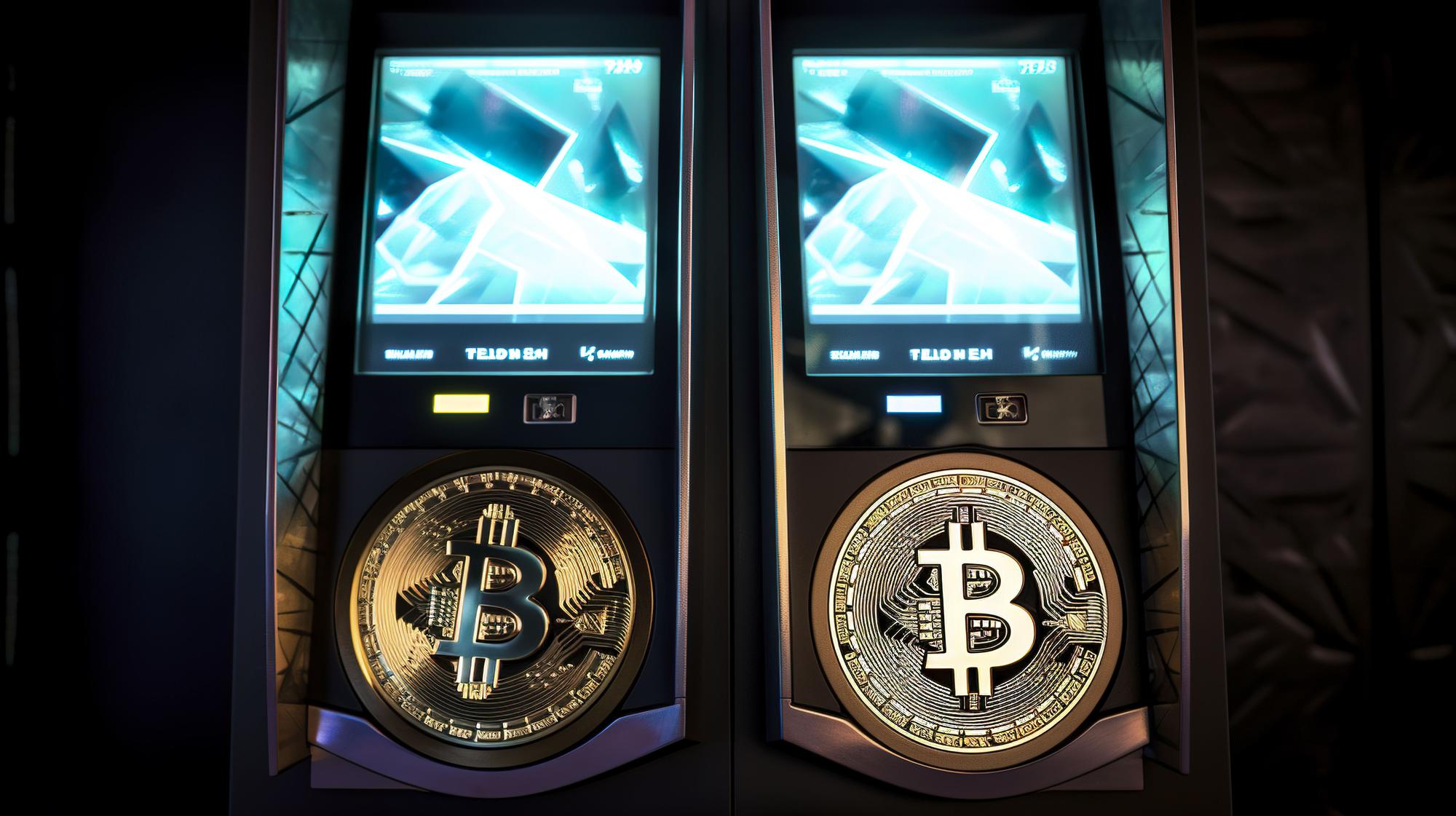 Sistema de doble puerta magnética protegiendo el acceso al ATM de Bitcoin.