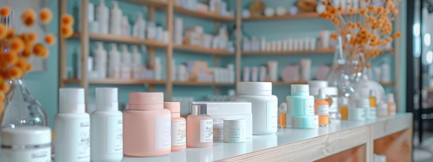 Sección de cosmética con cremas y tratamientos en Farmacia Palau.