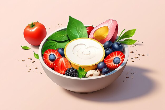 Bowl overflowing with Miami-fresh fruits, yogurt, and granola.