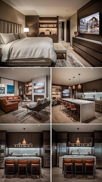 Family two-bedroom suite showing kitchen, living space, and bedrooms.