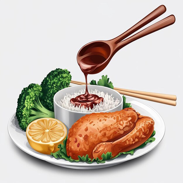 Glazed teriyaki chicken on a plate.