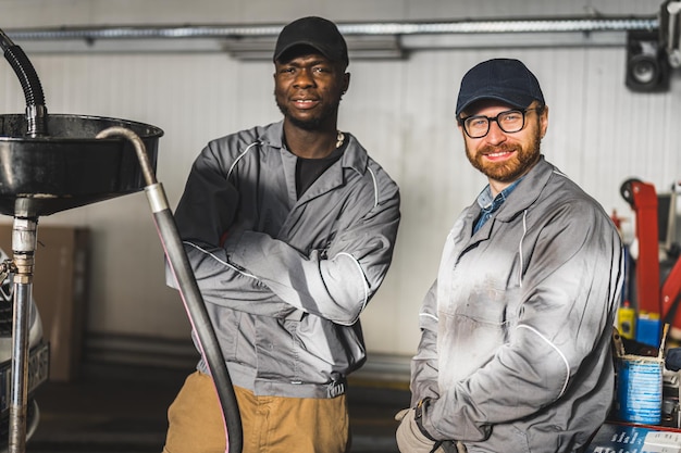 Team of plumbers collaborating at a job site with tools and equipment visible.