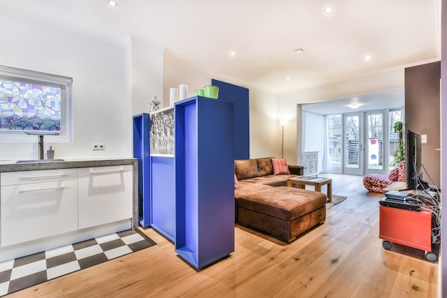 Beautifully completed turnkey apartment interior with furniture.