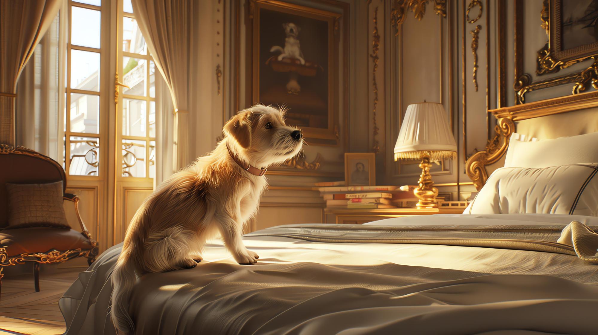 Habitación pet-friendly del hotel con espacio acogedor para mascotas y decoración refinada.