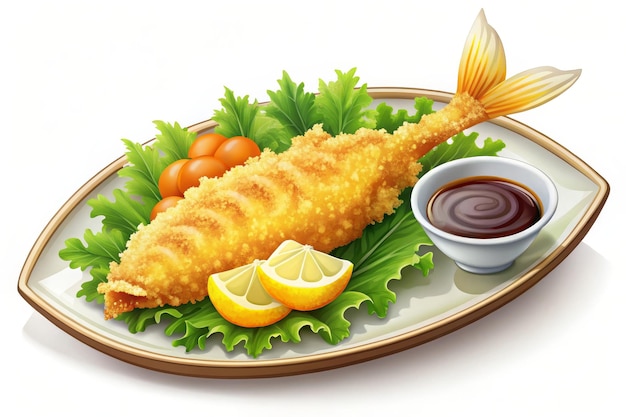 Crispy fried fish served with traditional accompaniments.