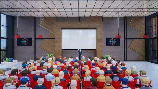 Modern auditorium featuring a presentation stage, lighting, and audience seating for academic conferences.