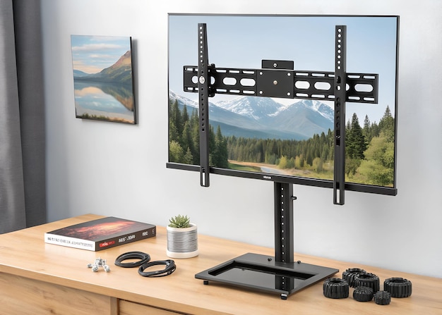 Soporte articulado extendido con TV girada.