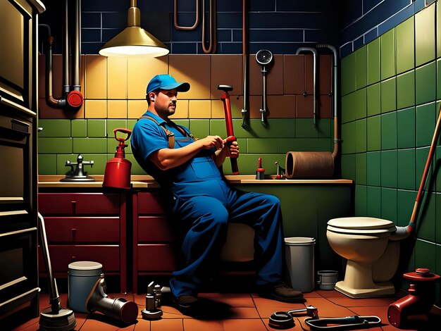 Plumber securing a new toilet fixture to the floor.