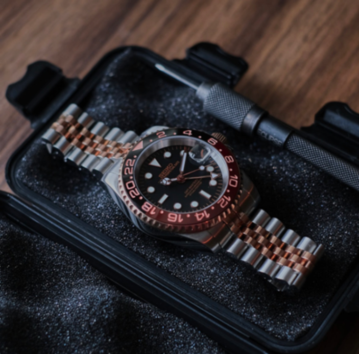 Premium custom Seiko Rolex-style mod watch from Wyatt’s Mod Shop