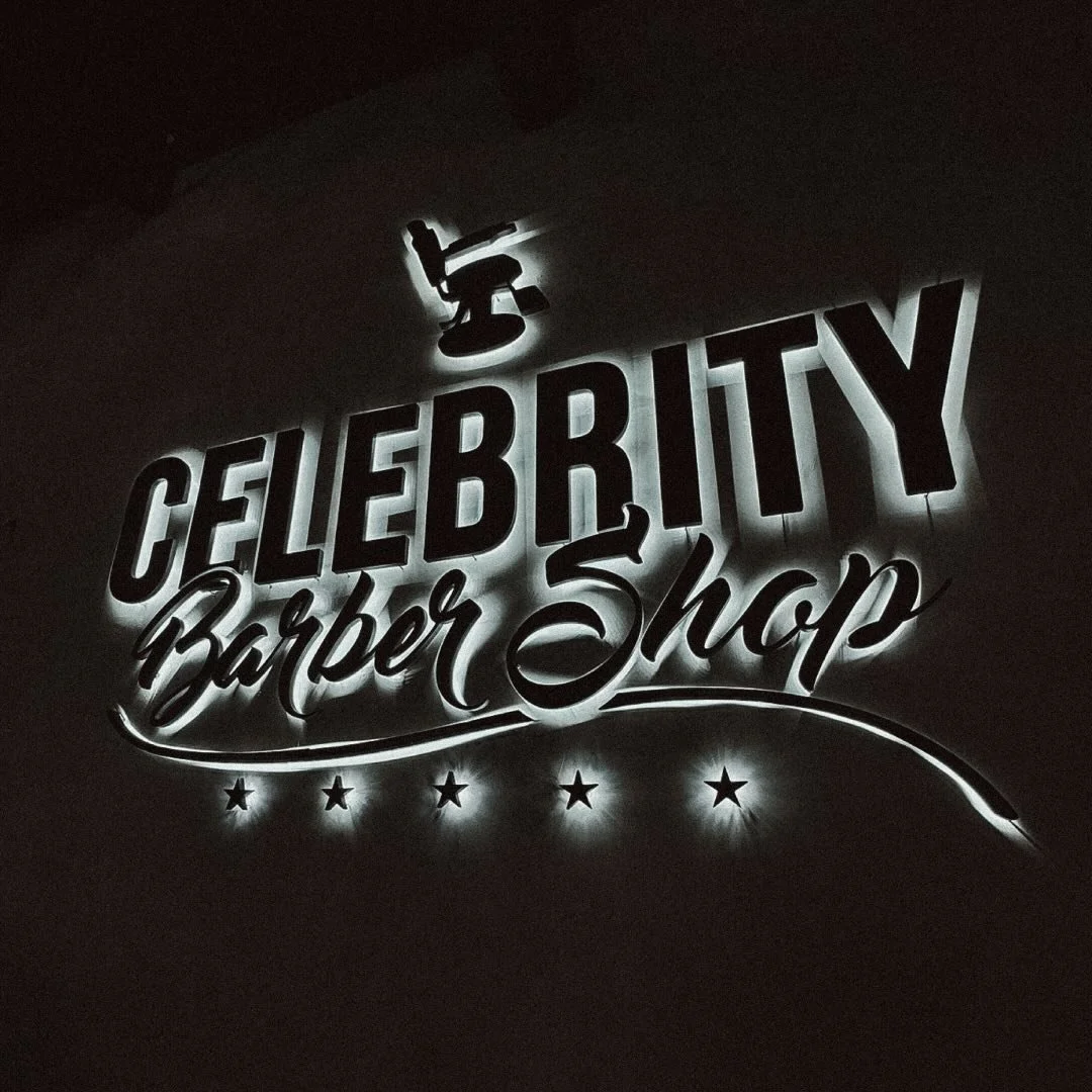Celebrity Barber Shop illuminated signage