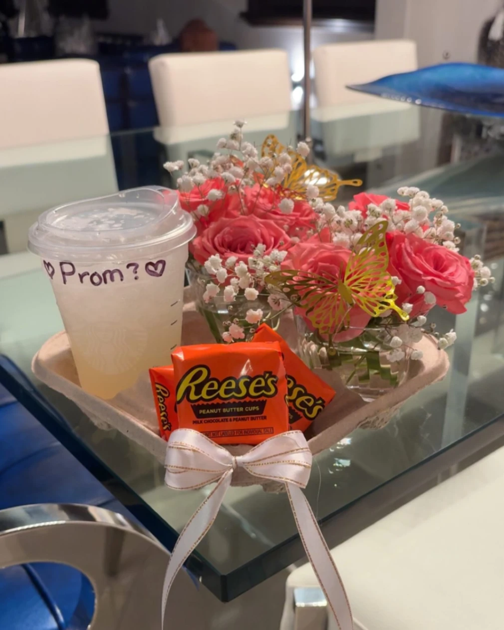 Promposal with Reese's and roses